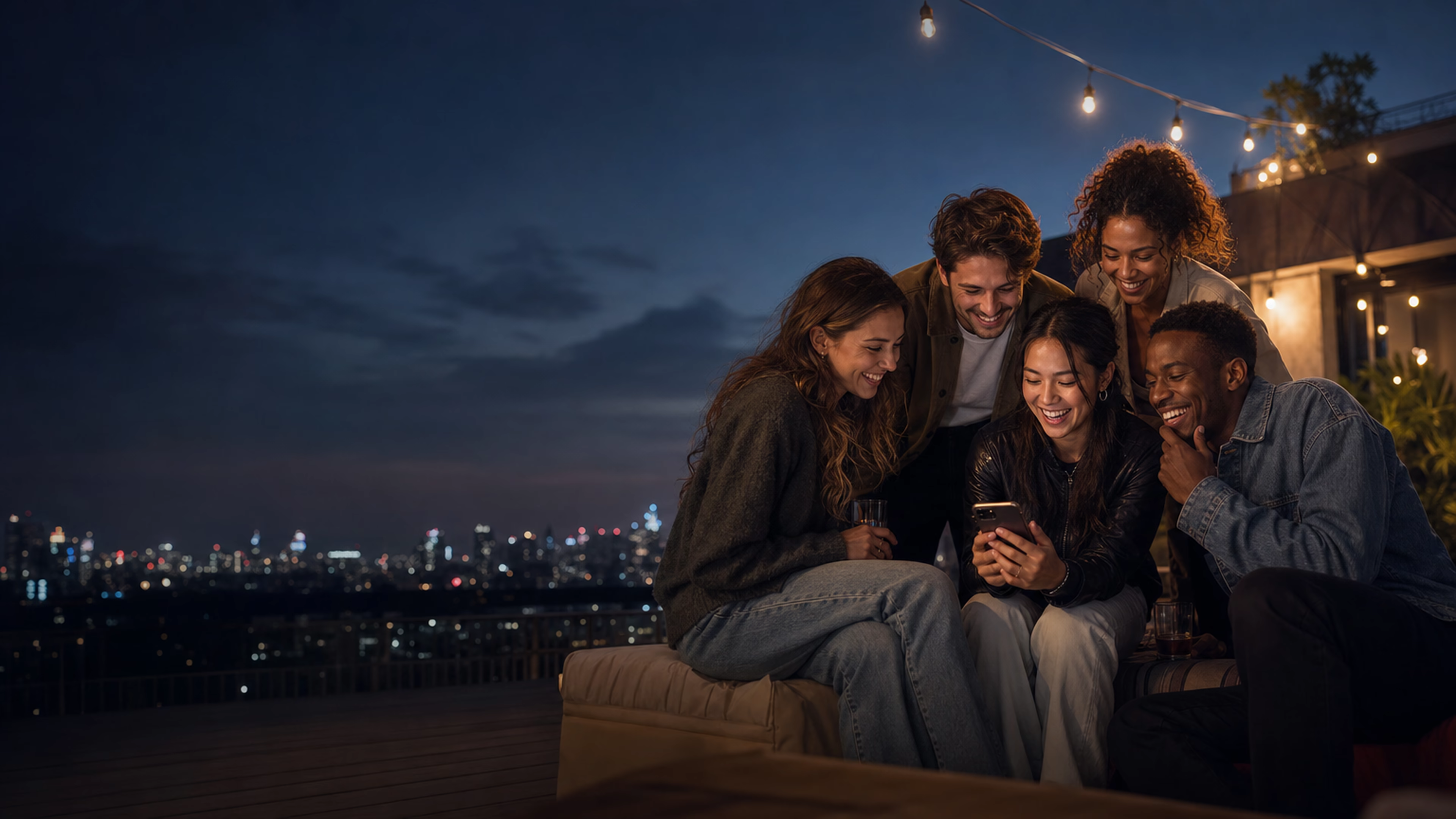 Amigos e família registrando o mesmo momento em celulares diferentes